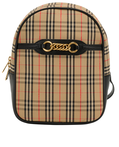 Burberry Check Backpack, &pound;420, Handbags, Beige, Canvas/Leather, Front view